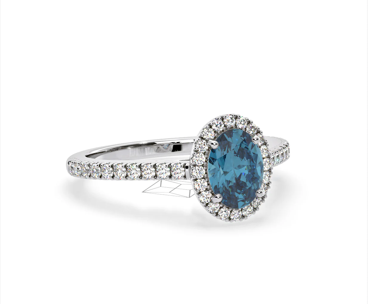 Georgina Blue Lab Diamond Oval Halo 1.60ct Ring in 18K White Gold - Elara Collection - Image 80