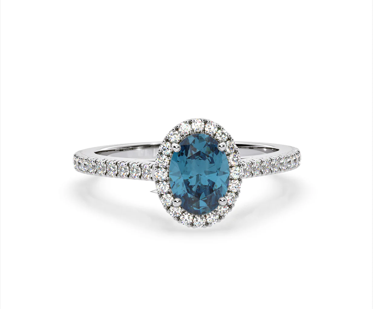 Georgina Blue Lab Diamond Oval Halo 1.60ct Ring in 18K White Gold - Elara Collection - Image 84