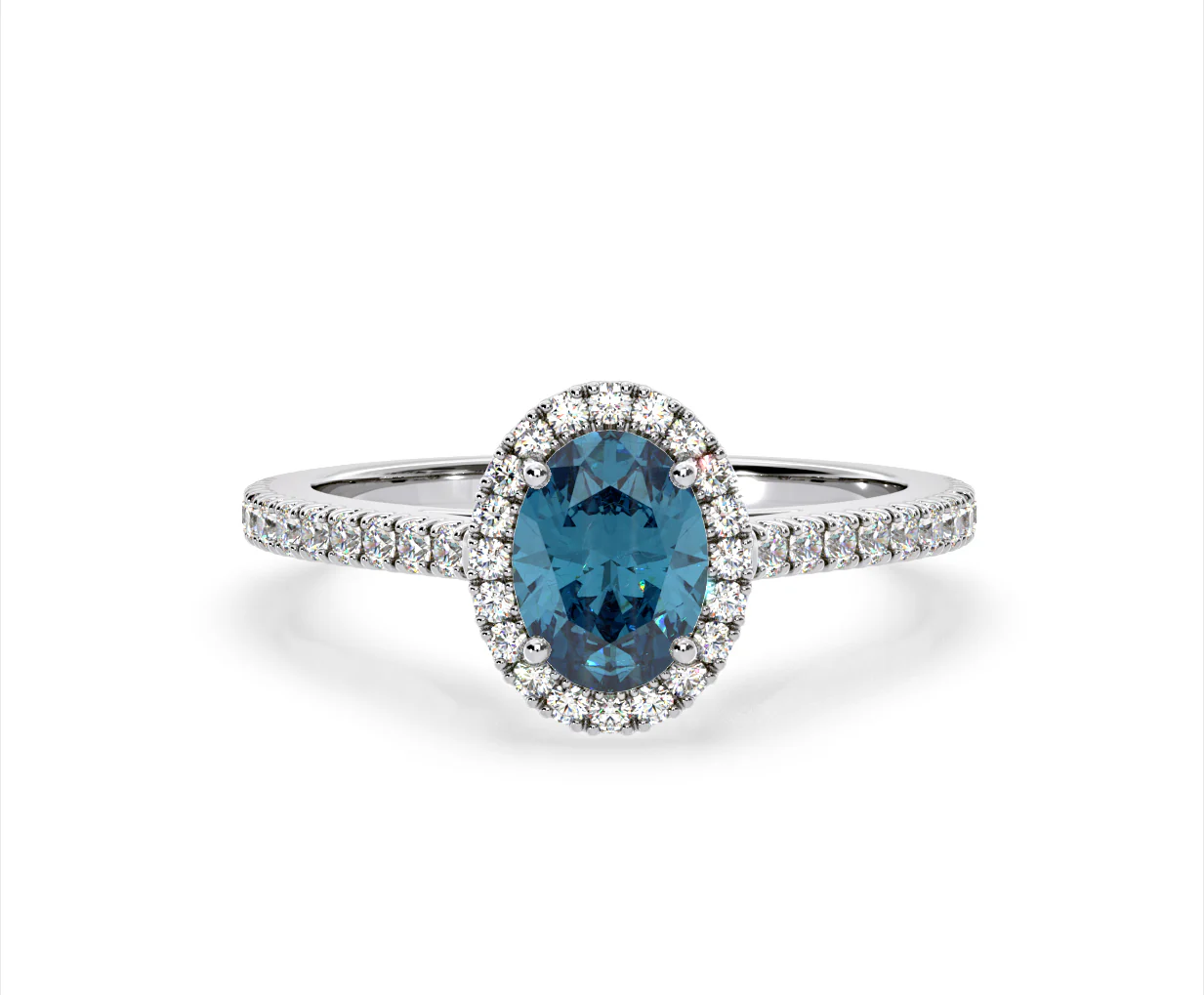 Georgina Blue Lab Diamond Oval Halo 1.60ct Ring in 18K White Gold - Elara Collection - Image 85