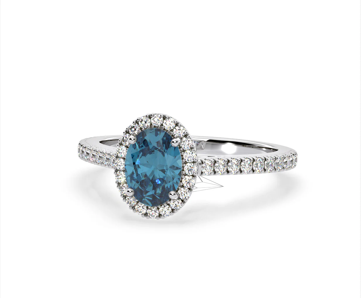 Georgina Blue Lab Diamond Oval Halo 1.60ct Ring in 18K White Gold - Elara Collection - Image 9