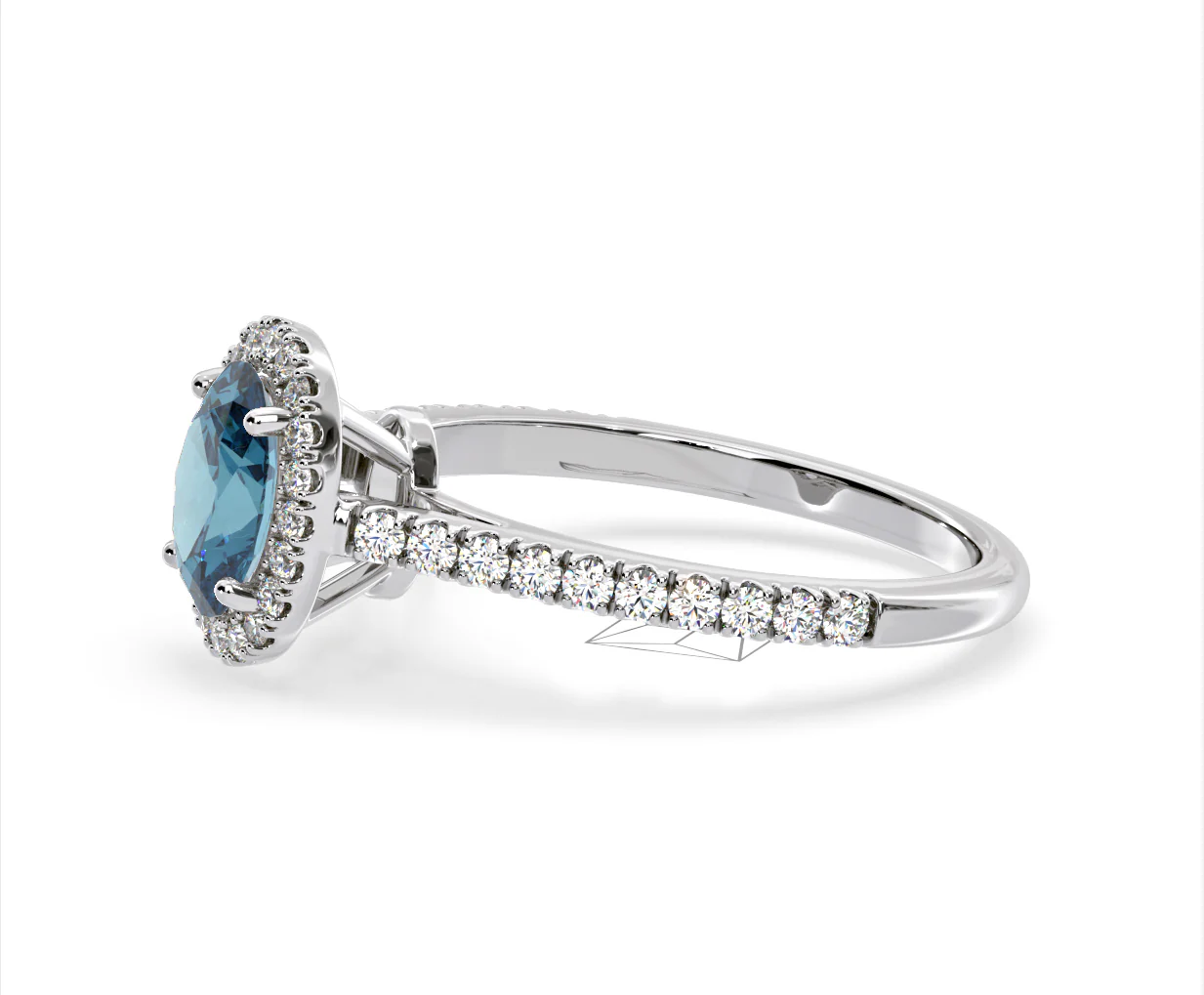 Georgina Blue Lab Diamond Oval Halo 1.60ct Ring in Platinum - Elara Collection - Image 22