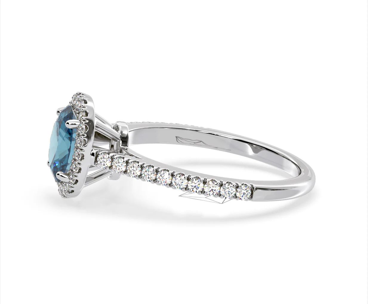Georgina Blue Lab Diamond Oval Halo 1.60ct Ring in Platinum - Elara Collection - Image 24