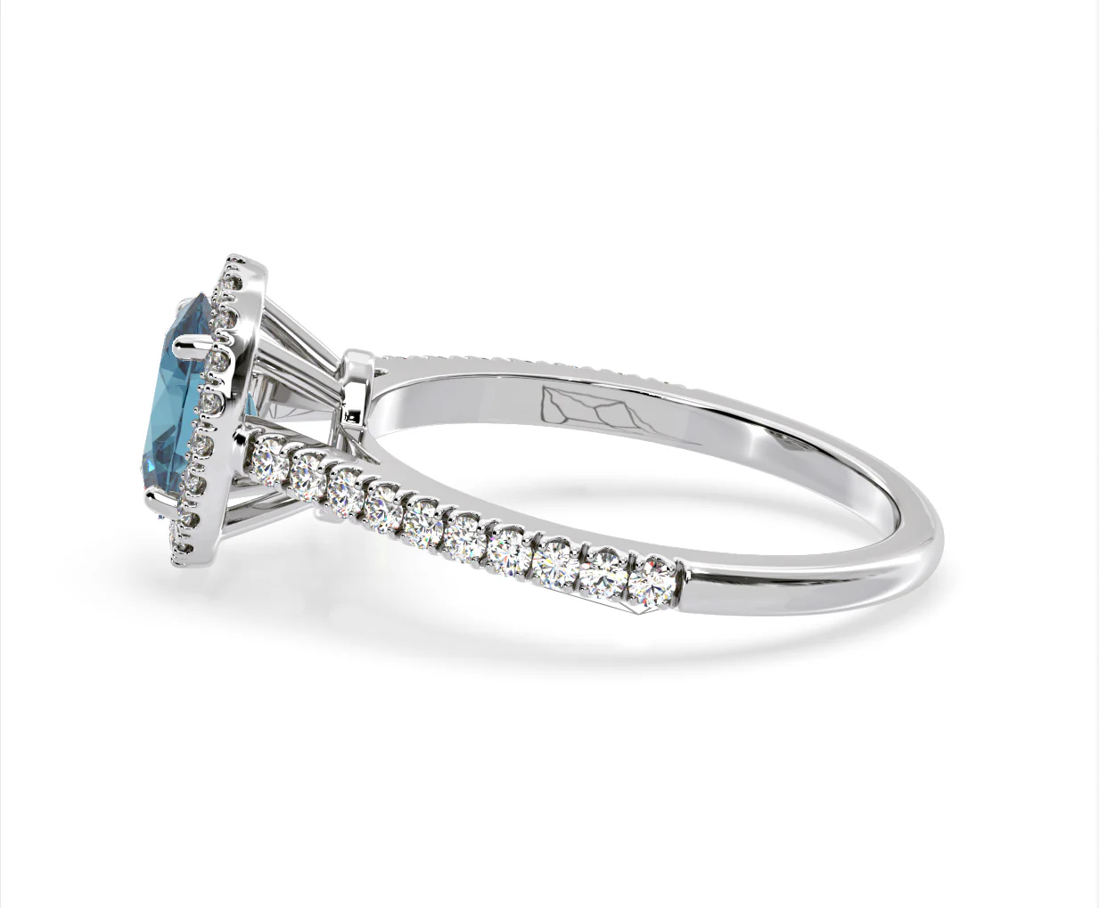 Georgina Blue Lab Diamond Oval Halo 1.60ct Ring in Platinum - Elara Collection - Image 27
