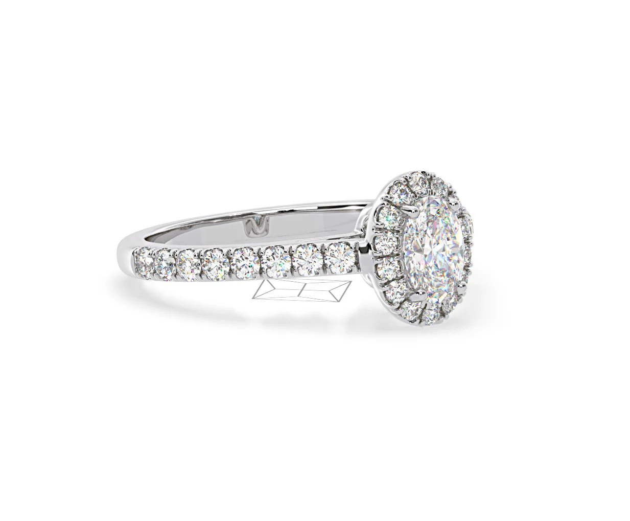 Georgina GIA Oval Diamond Halo Engagement Ring Platinum 1.30ct G/Vs1 - Image 80