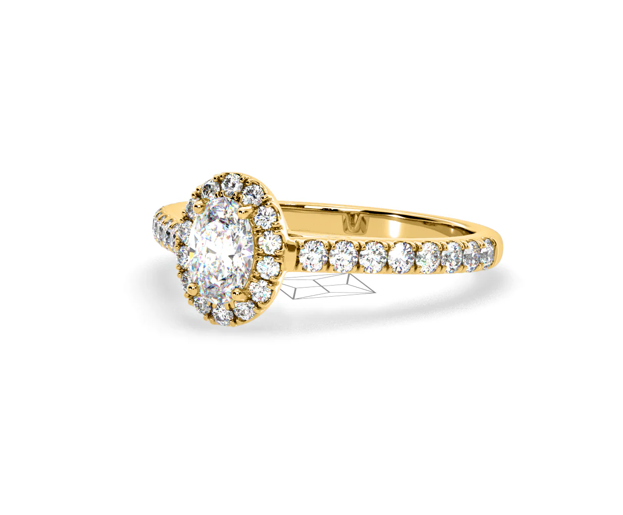 Georgina Lab Oval Diamond Halo Engagement Ring 18K Gold 1.00ct F/VS1 - Image 94