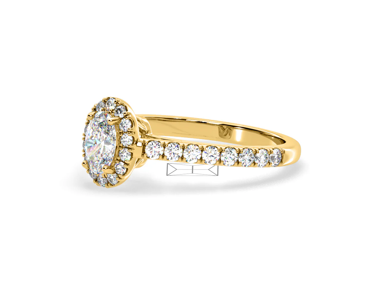 Georgina Lab Oval Diamond Halo Engagement Ring 18K Gold 1.00ct F/VS1 - Image 98