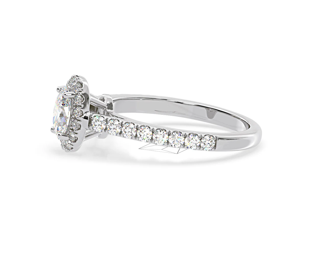 Georgina Lab Oval Diamond Halo Engagement Ring 18K White Gold 1.00ct F/VS1 - Image 106
