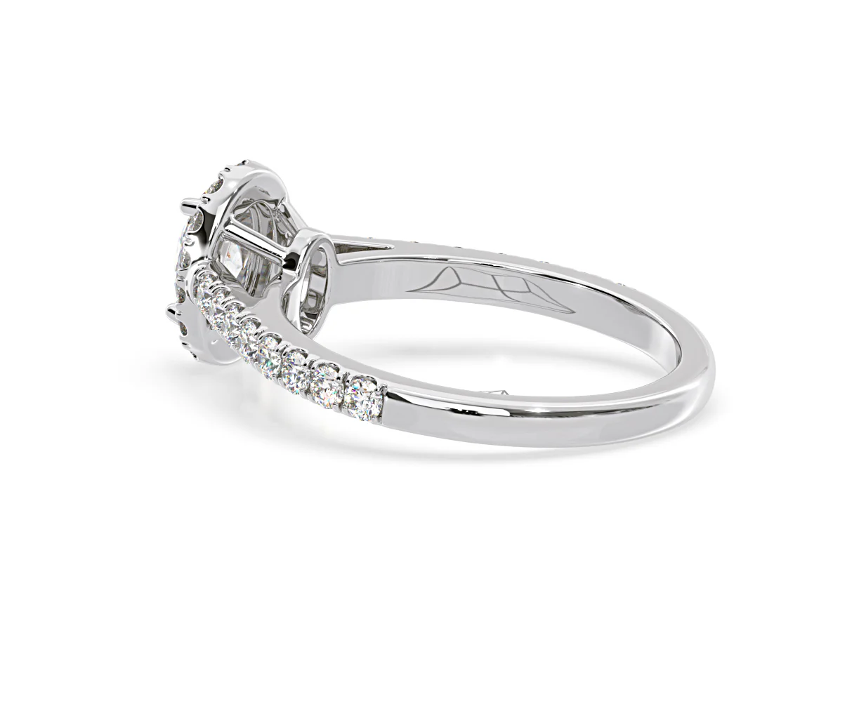 Georgina Lab Oval Diamond Halo Engagement Ring 18K White Gold 1.00ct F/VS1 - Image 117