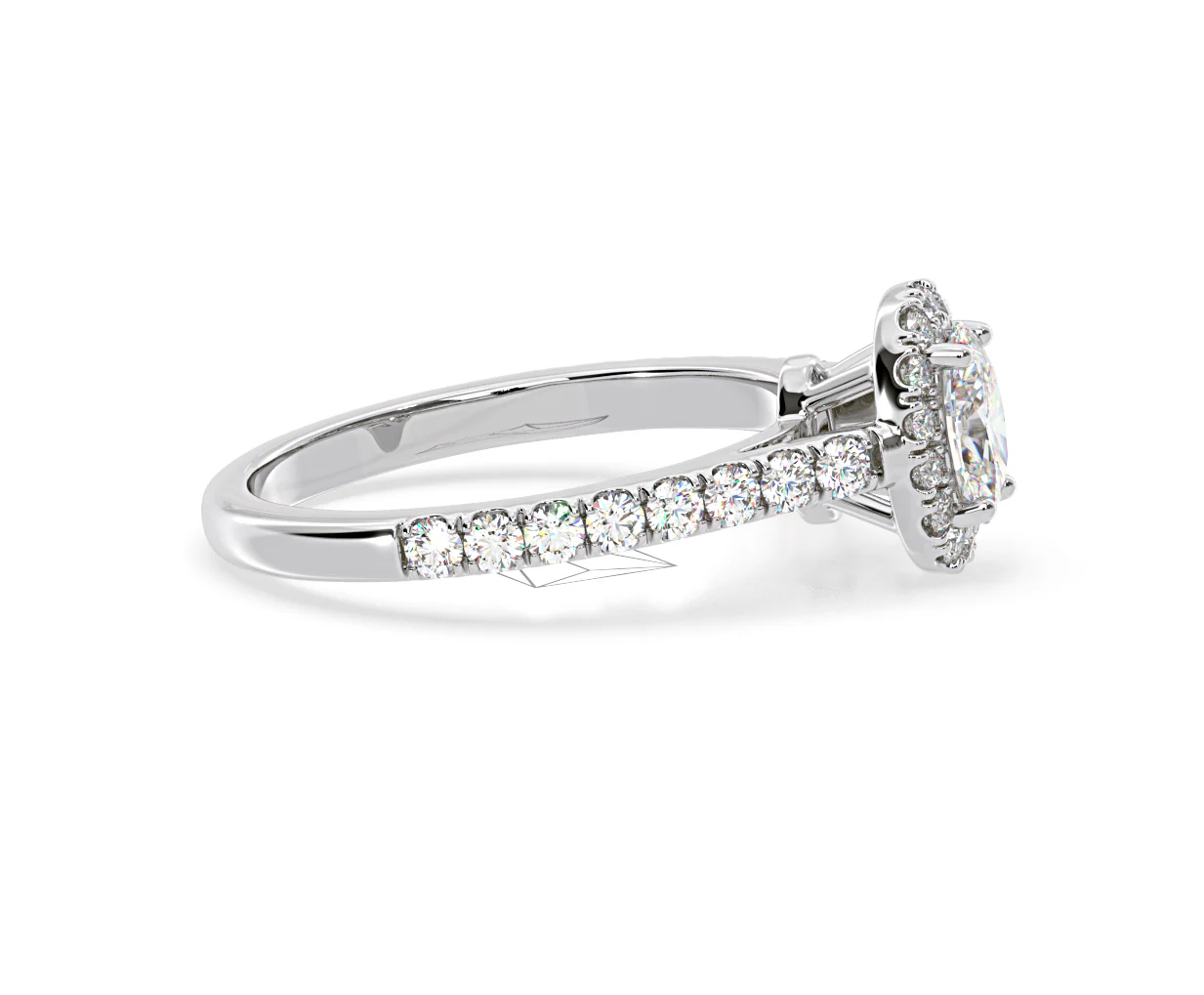 Georgina Lab Oval Diamond Halo Engagement Ring 18K White Gold 1.00ct F/VS1 - Image 152