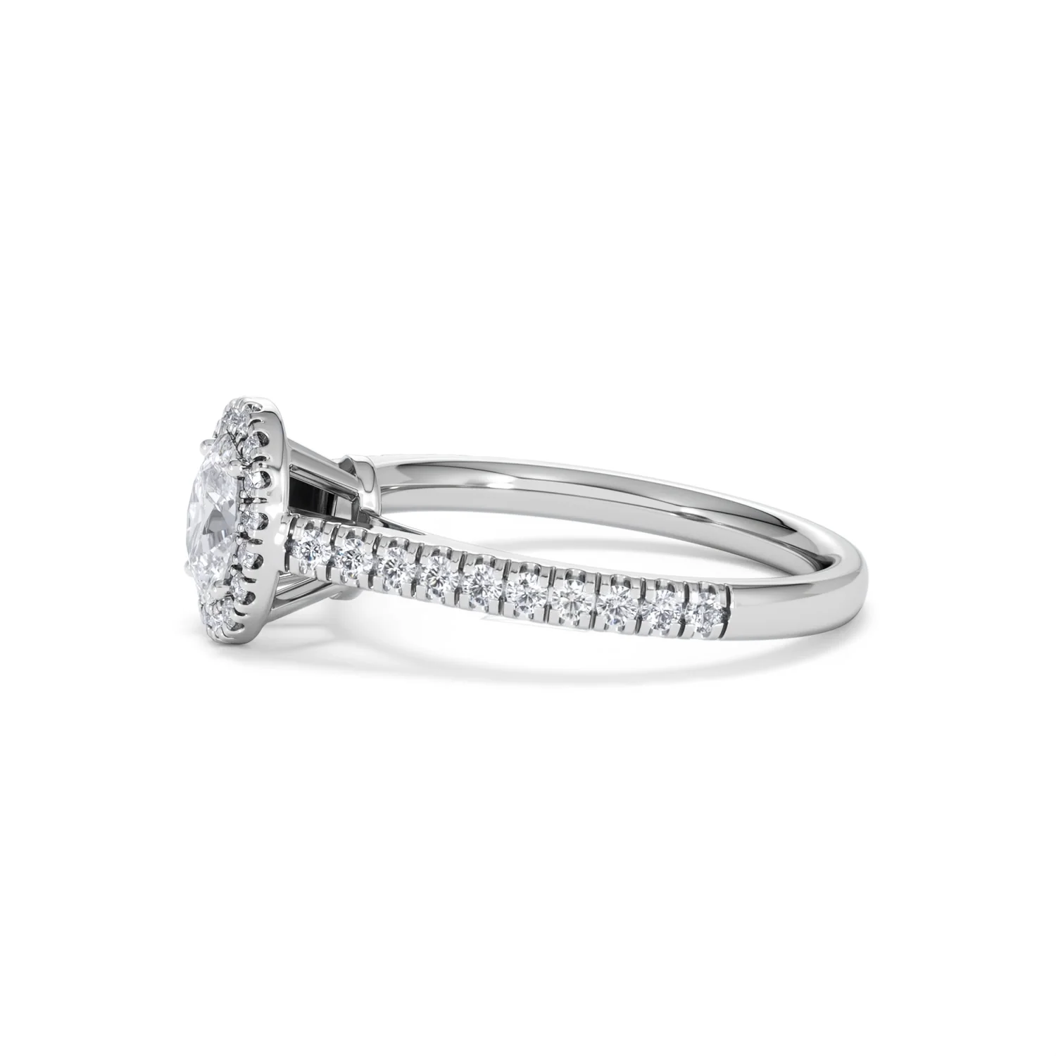 Georgina Lab Oval Diamond Halo Engagement Ring 18K White Gold 1.00ct F/VS1 - Image 74