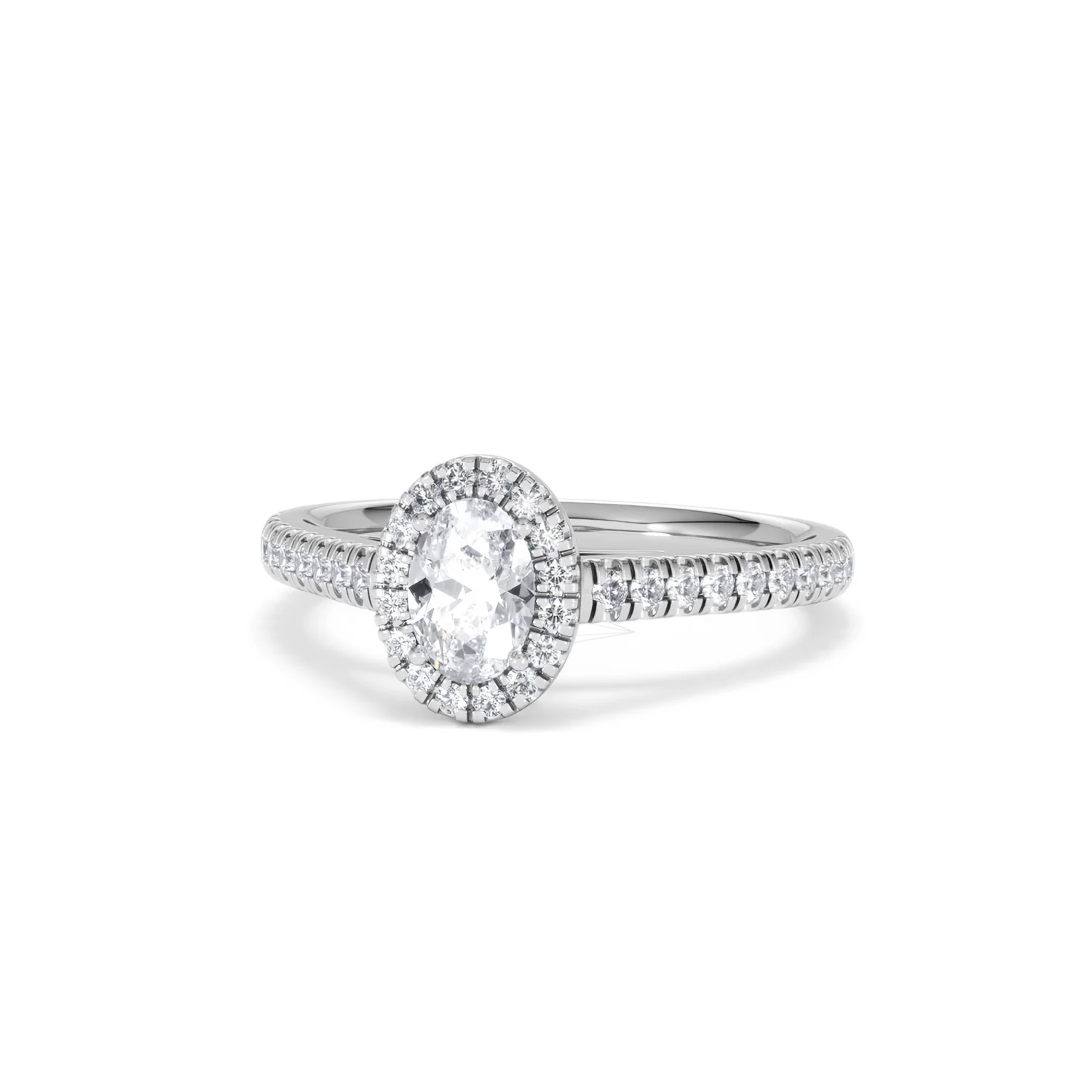 Georgina Lab Oval Diamond Halo Engagement Ring 18K White Gold 1.00ct F/VS1 - Image 87