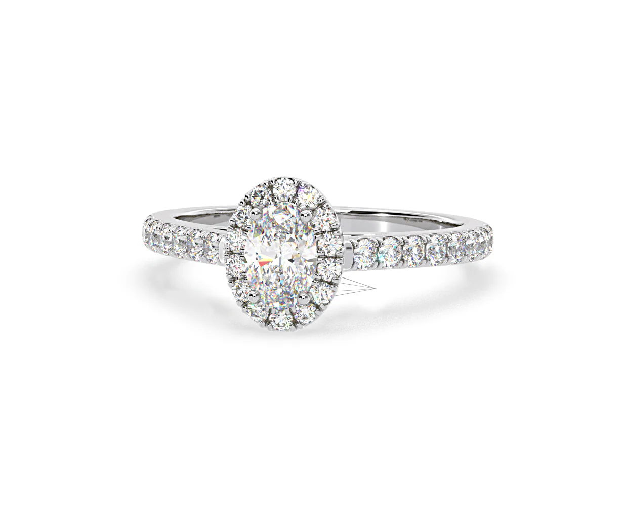 Georgina Lab Oval Diamond Halo Engagement Ring 18K White Gold 1.00ct F/VS1 - Image 92