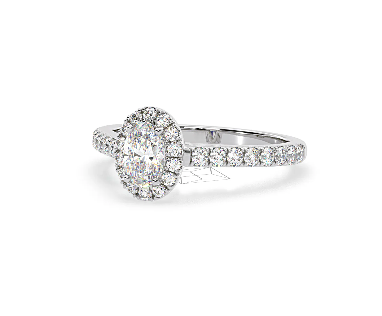 Georgina Lab Oval Diamond Halo Engagement Ring 18K White Gold 1.00ct F/VS1 - Image 95