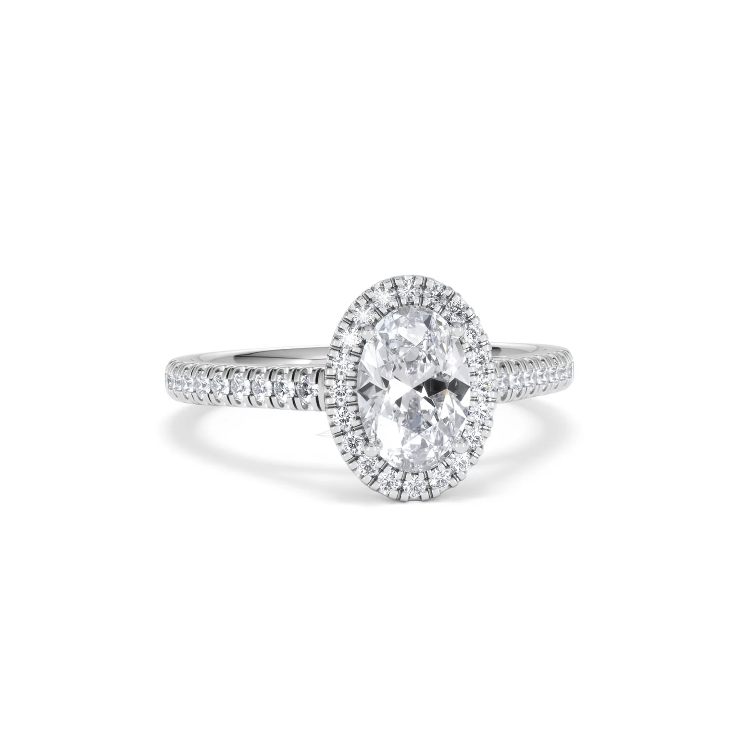 Georgina Lab Oval Diamond Halo Engagement Ring 18K White Gold 1.55ct F/VS1 - Image 13
