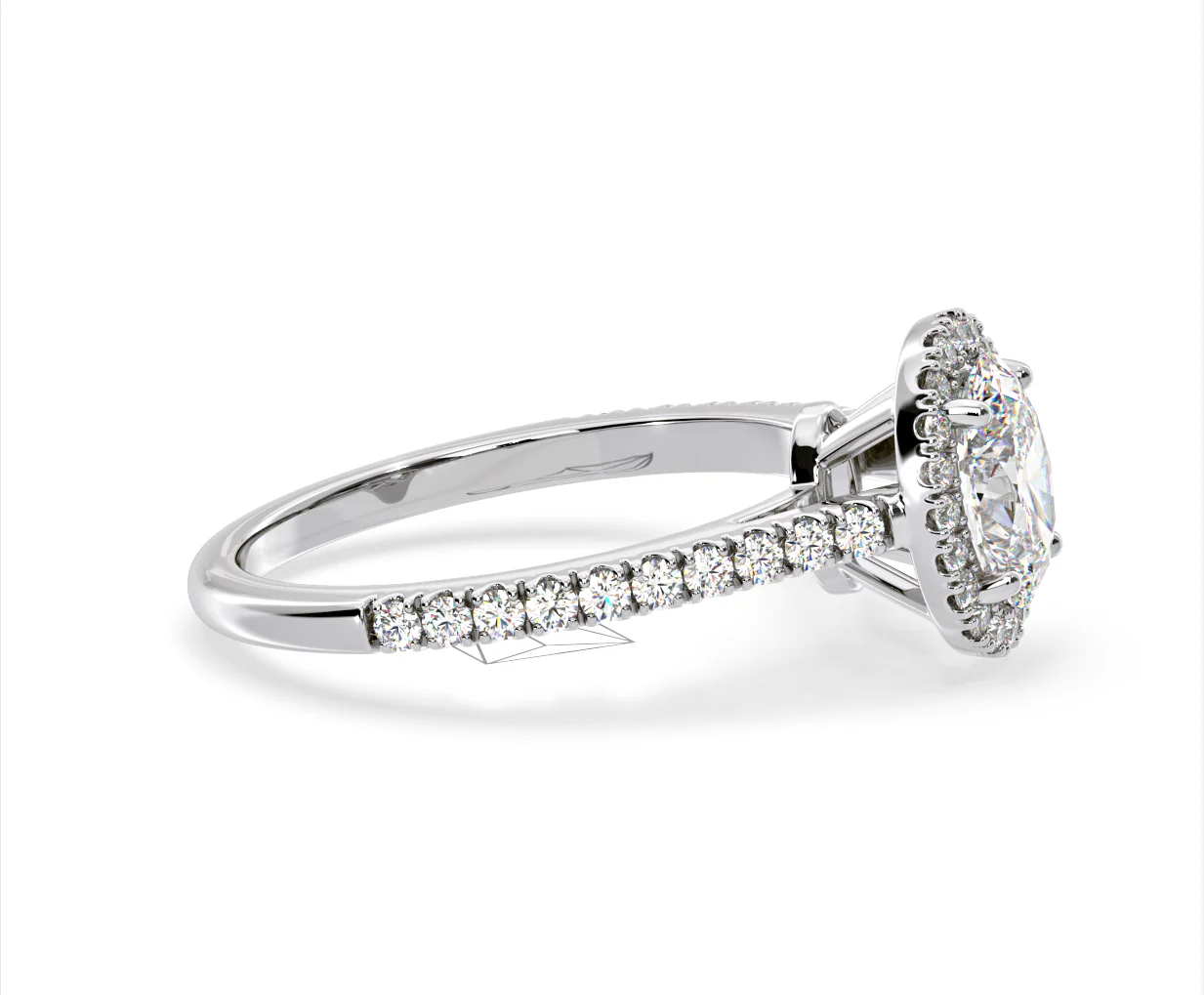 Georgina Lab Oval Diamond Halo Engagement Ring 18K White Gold 1.55ct F/VS1 - Image 150