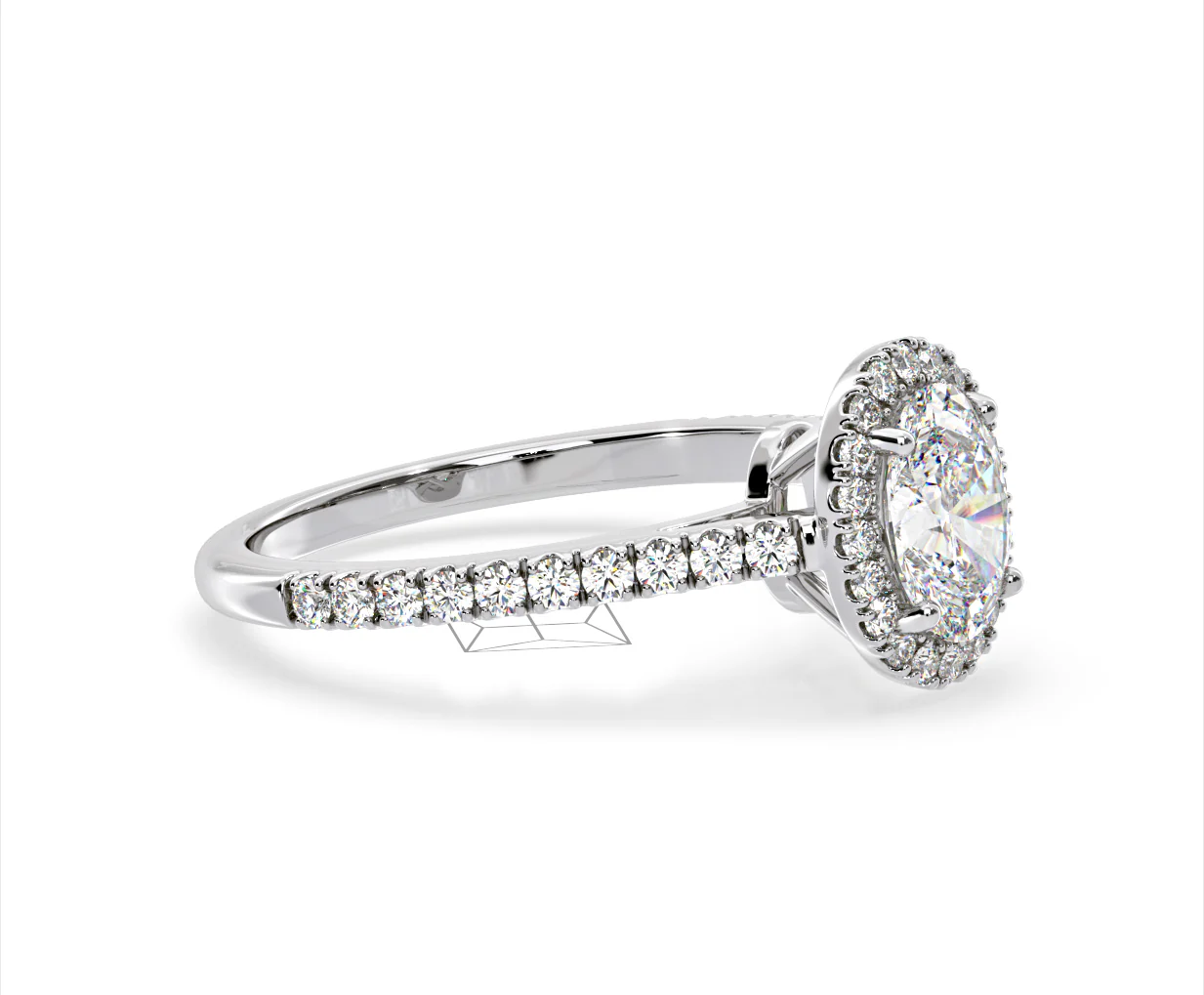Georgina Lab Oval Diamond Halo Engagement Ring 18K White Gold 1.55ct F/VS1 - Image 154