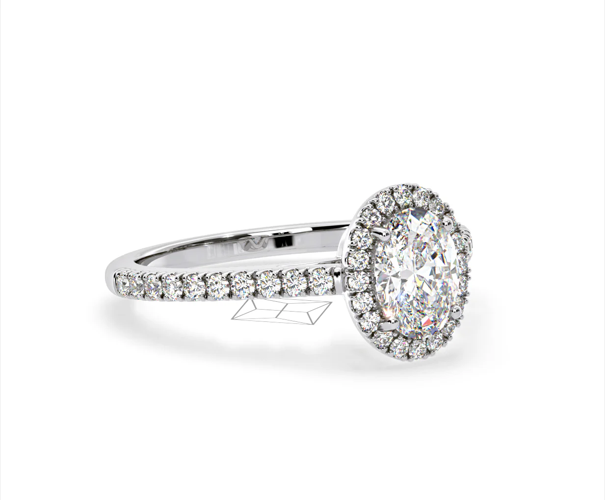Georgina Lab Oval Diamond Halo Engagement Ring 18K White Gold 1.55ct F/VS1 - Image 159