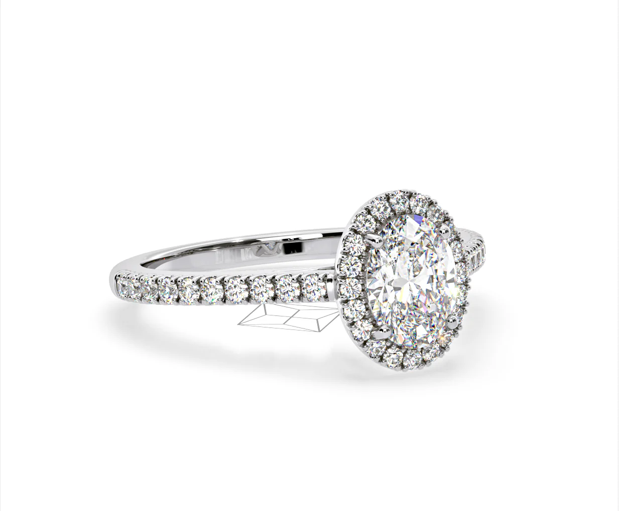 Georgina Lab Oval Diamond Halo Engagement Ring 18K White Gold 1.55ct F/VS1 - Image 160