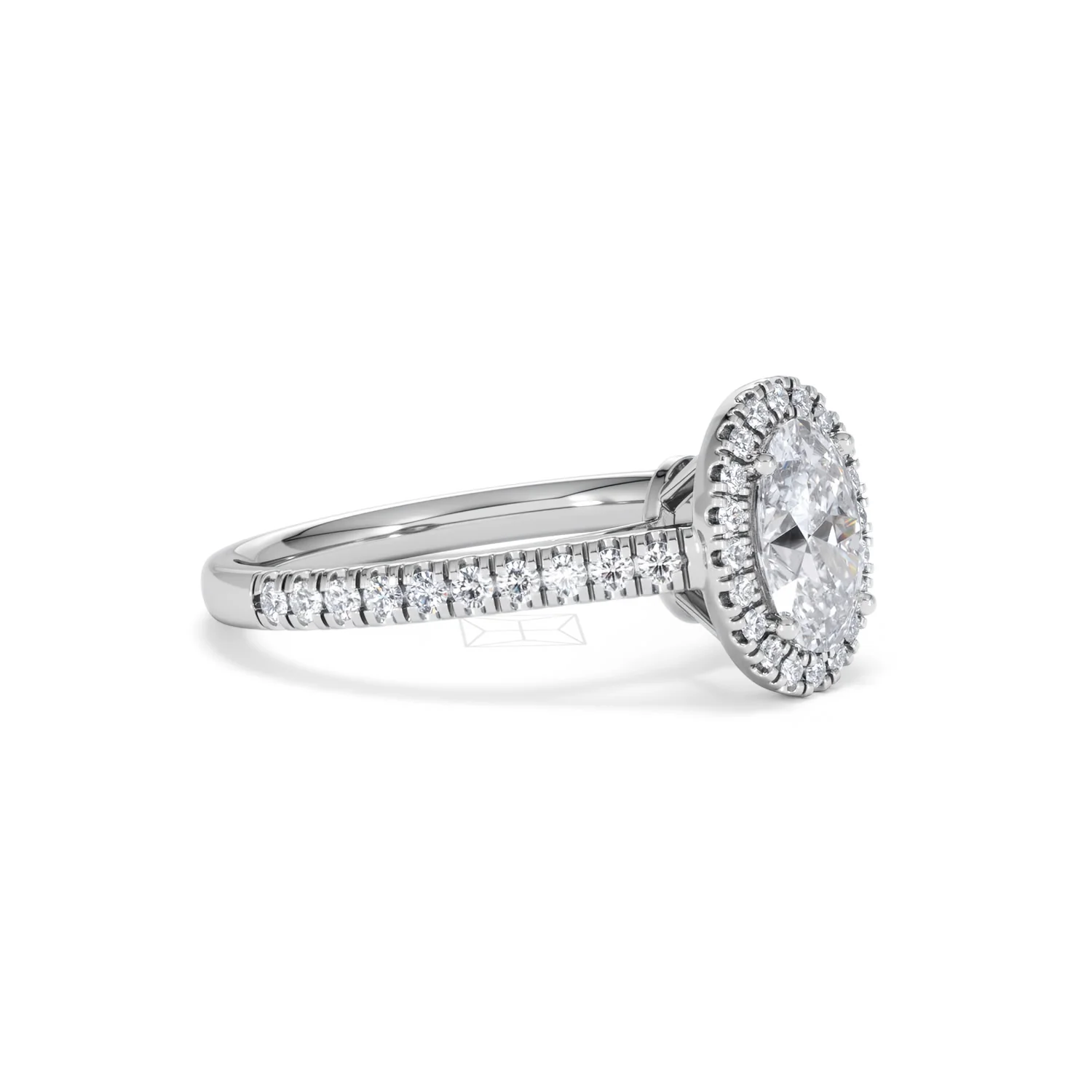Georgina Lab Oval Diamond Halo Engagement Ring 18K White Gold 1.55ct F/VS1 - Image 22