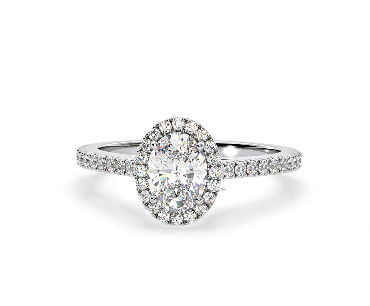 Georgina Lab Oval Diamond Halo Engagement Ring 18K White Gold 1.55ct F/VS1 - Image 8