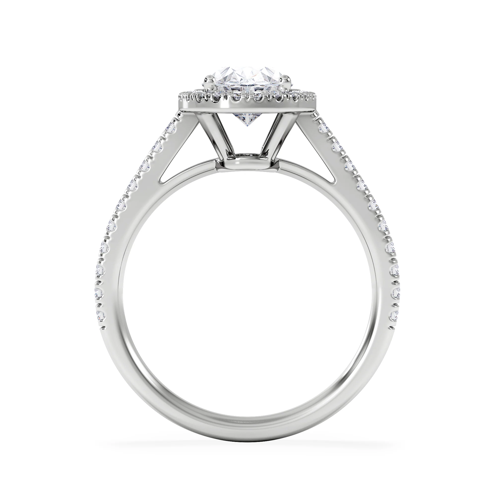 Georgina Lab Oval Diamond Halo Engagement Ring 18K White Gold 2.05ct F/VS1 - Image 3