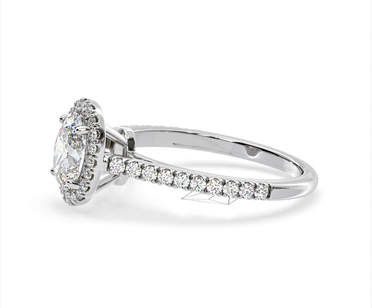 Georgina Lab Oval Diamond Halo Engagement Ring 18K White Gold 2.55ct F/VS1 - Image 102
