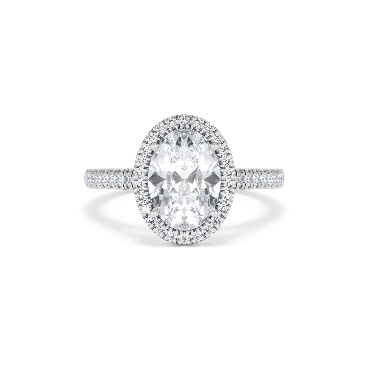 Georgina Lab Oval Diamond Halo Engagement Ring 18K White Gold 2.55ct F/VS1 - Image 11