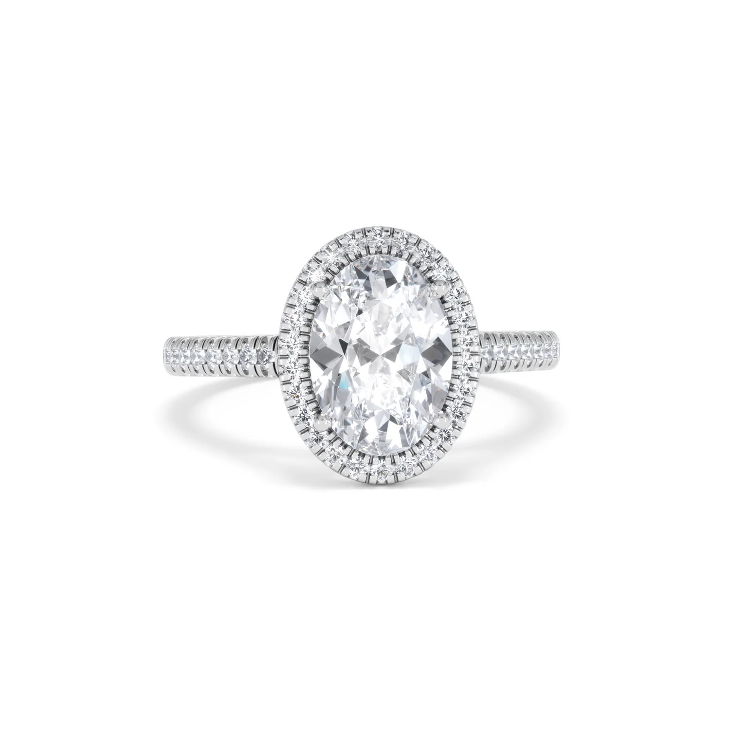 Georgina Lab Oval Diamond Halo Engagement Ring 18K White Gold 2.55ct F/VS1 - Image 12