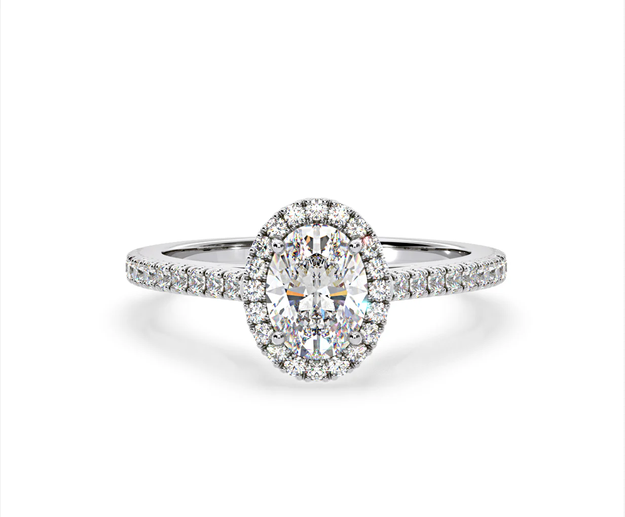 Georgina Lab Oval Diamond Halo Engagement Ring 18K White Gold 2.55ct F/VS1 - Image 166