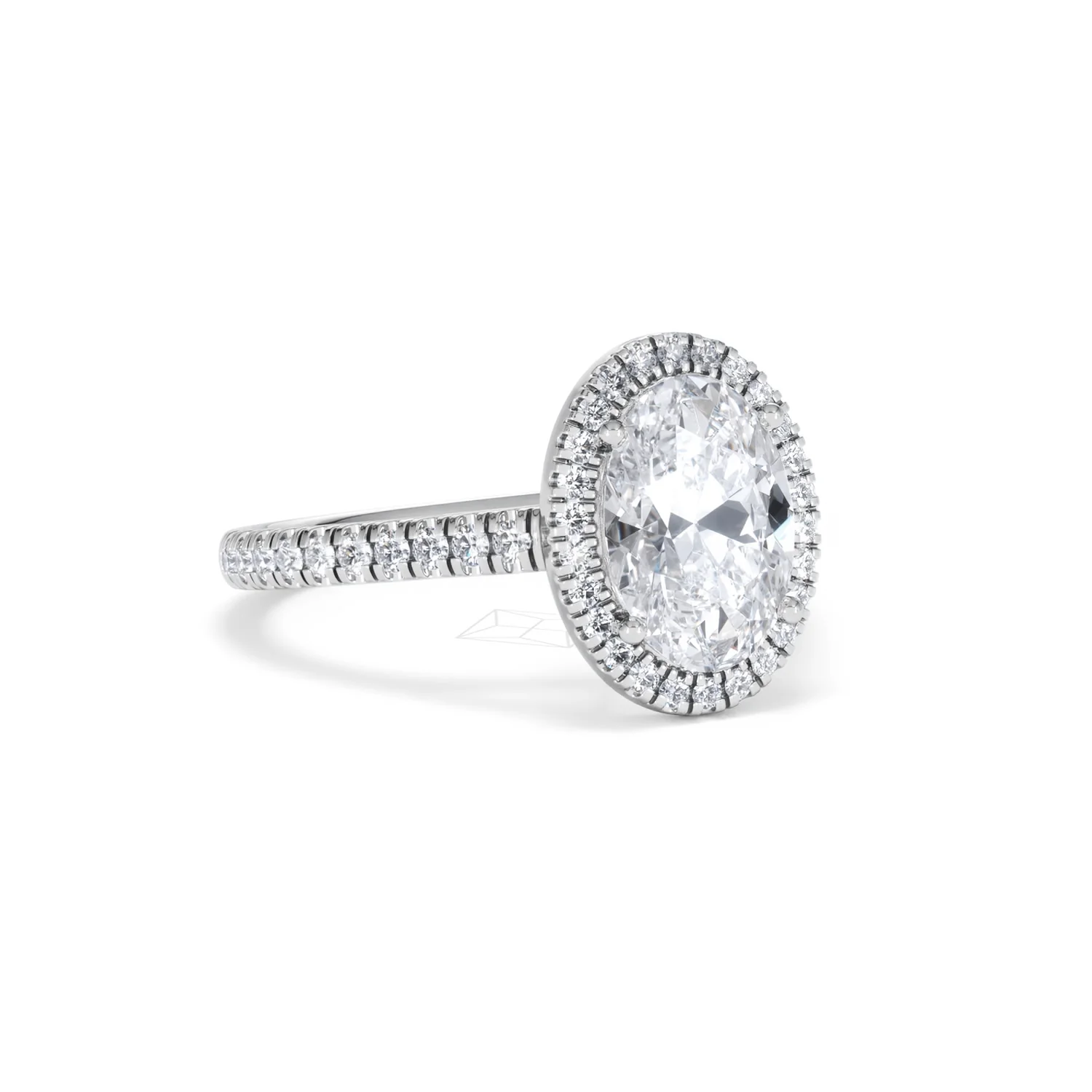 Georgina Lab Oval Diamond Halo Engagement Ring 18K White Gold 2.55ct F/VS1 - Image 17