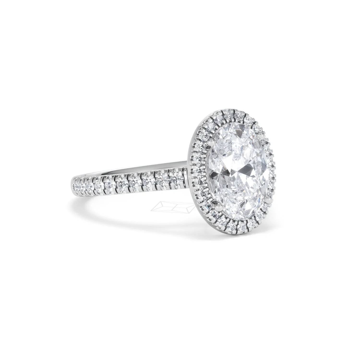 Georgina Lab Oval Diamond Halo Engagement Ring 18K White Gold 2.55ct F/VS1 - Image 18