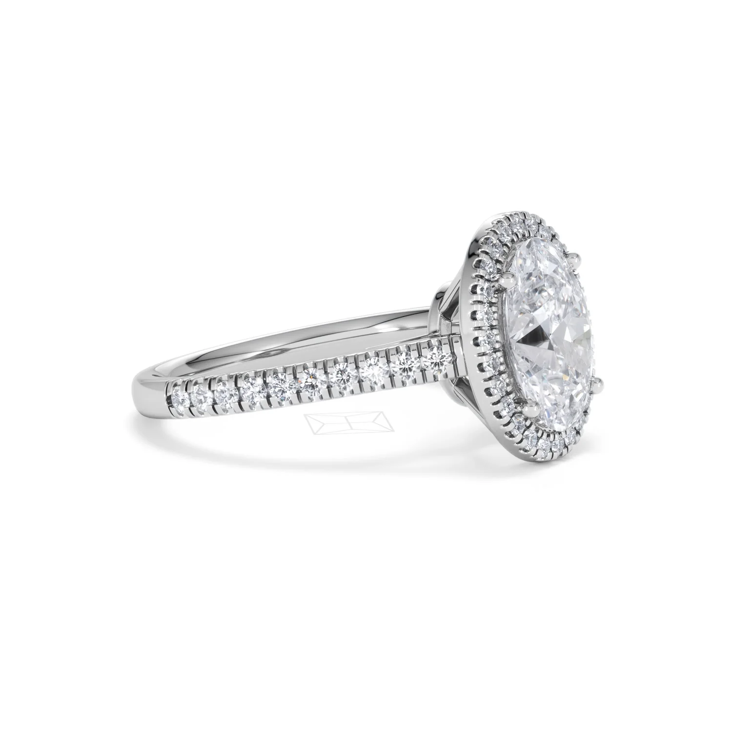 Georgina Lab Oval Diamond Halo Engagement Ring 18K White Gold 2.55ct F/VS1 - Image 23