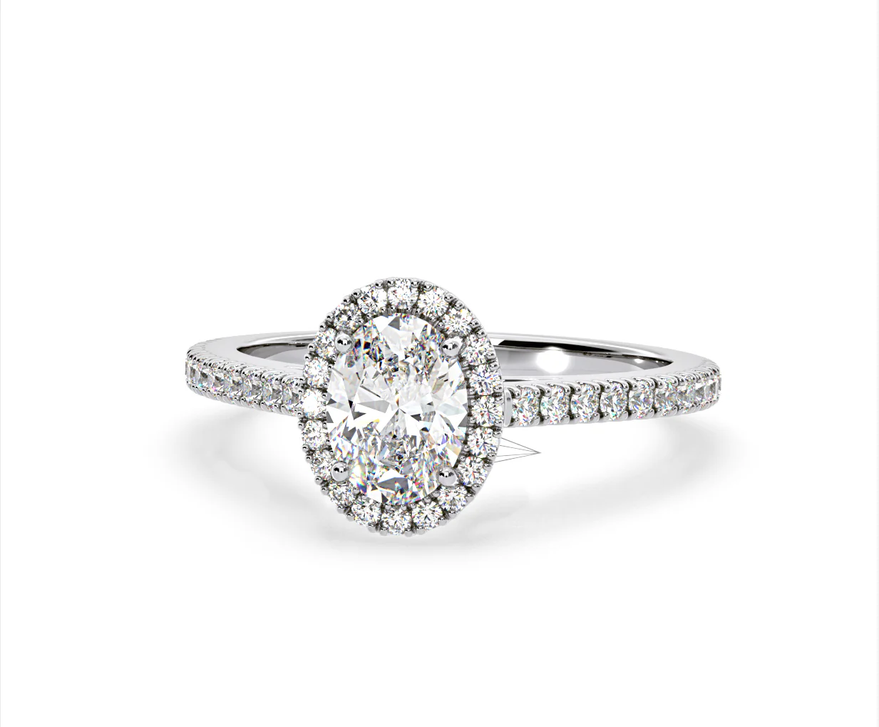 Georgina Lab Oval Diamond Halo Engagement Ring 18K White Gold 2.55ct F/VS1 - Image 9