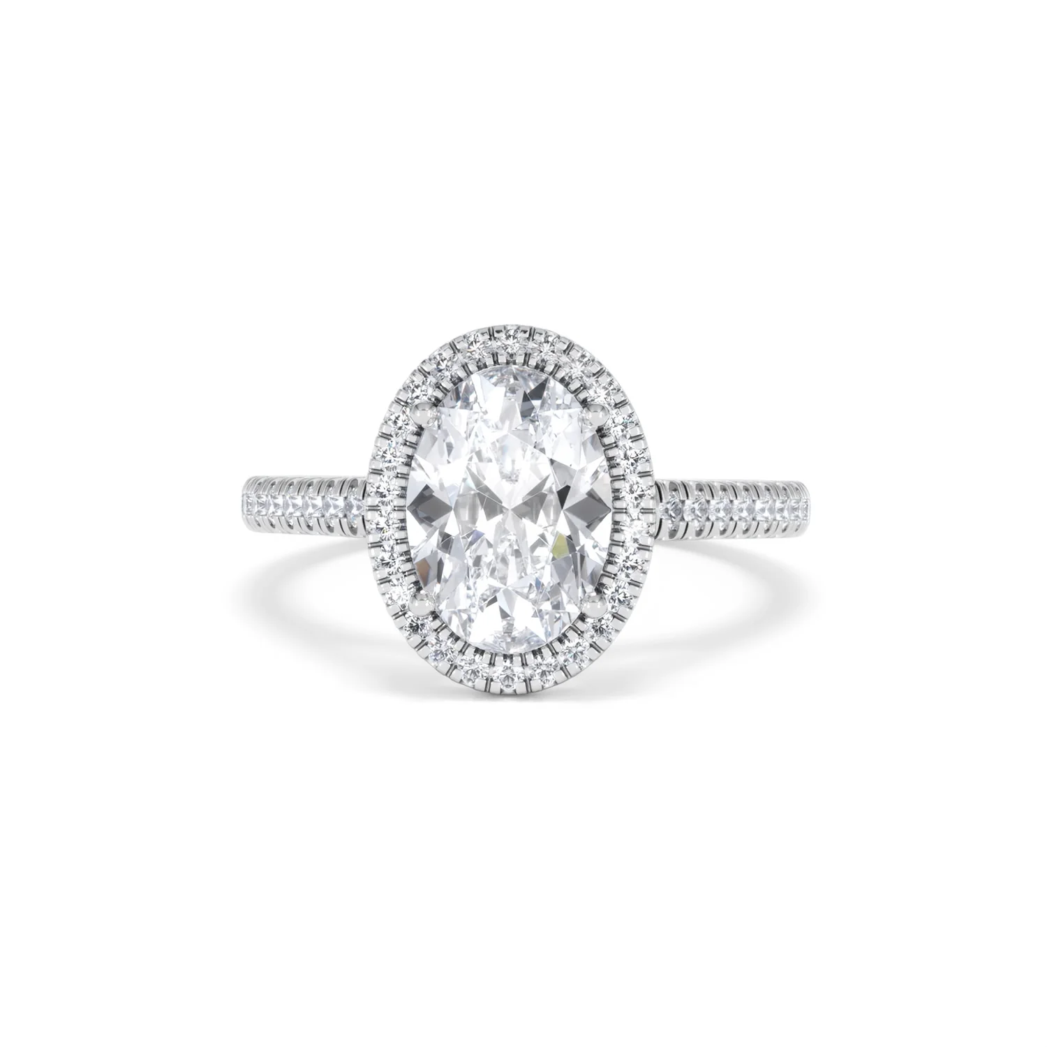 Georgina Lab Oval Diamond Halo Engagement Ring 18K White Gold 2.55ct F/VS1 - Image 90