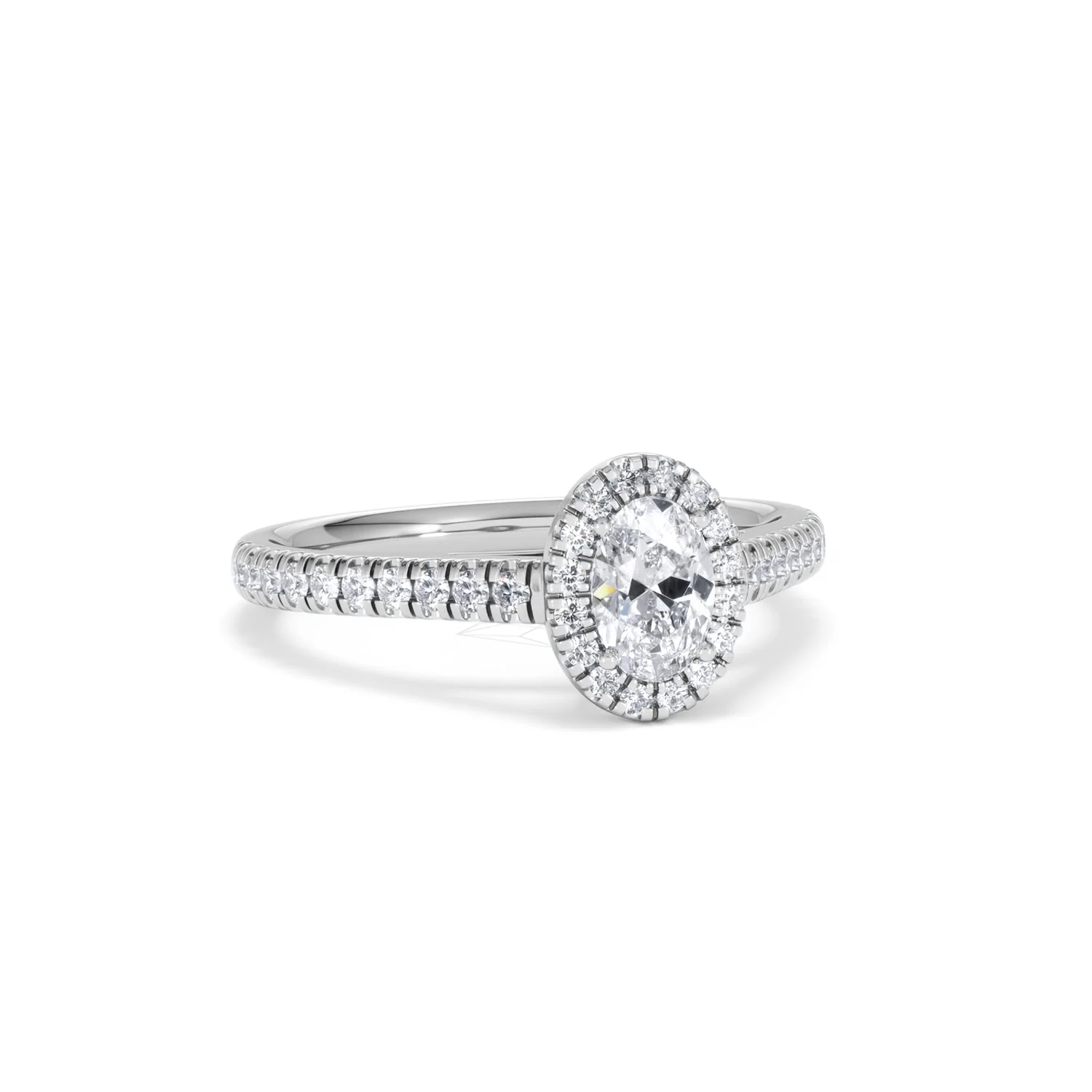 Georgina Lab Oval Diamond Halo Engagement Ring Platinum 1.00ct F/VS1 - Image 14