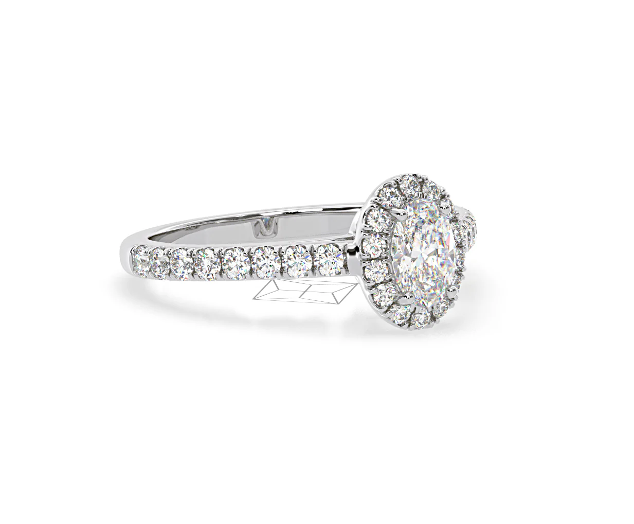 Georgina Lab Oval Diamond Halo Engagement Ring Platinum 1.00ct F/VS1 - Image 162