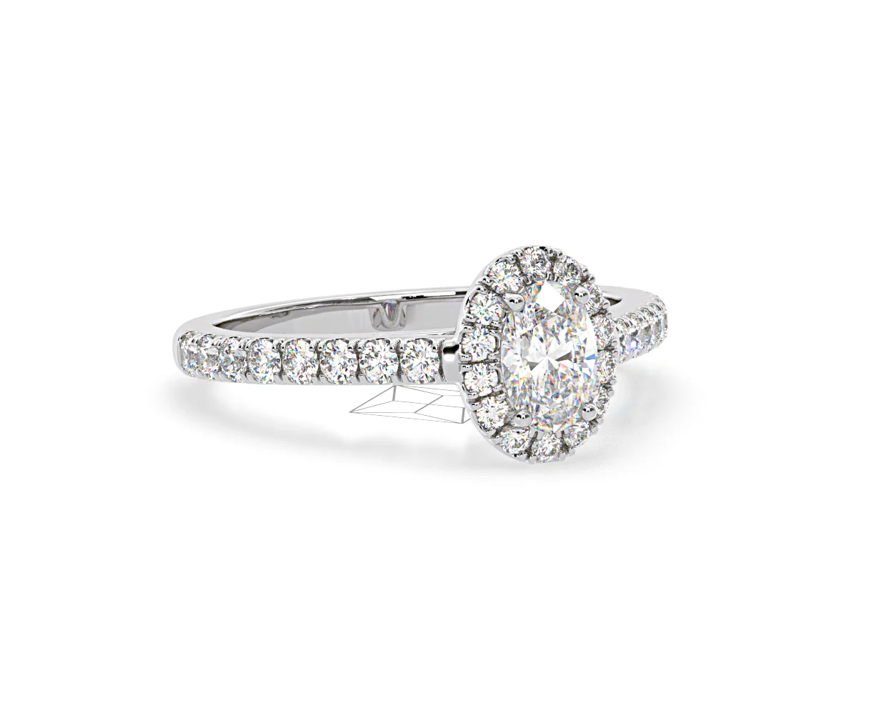 Georgina Lab Oval Diamond Halo Engagement Ring Platinum 1.00ct F/VS1 - Image 164