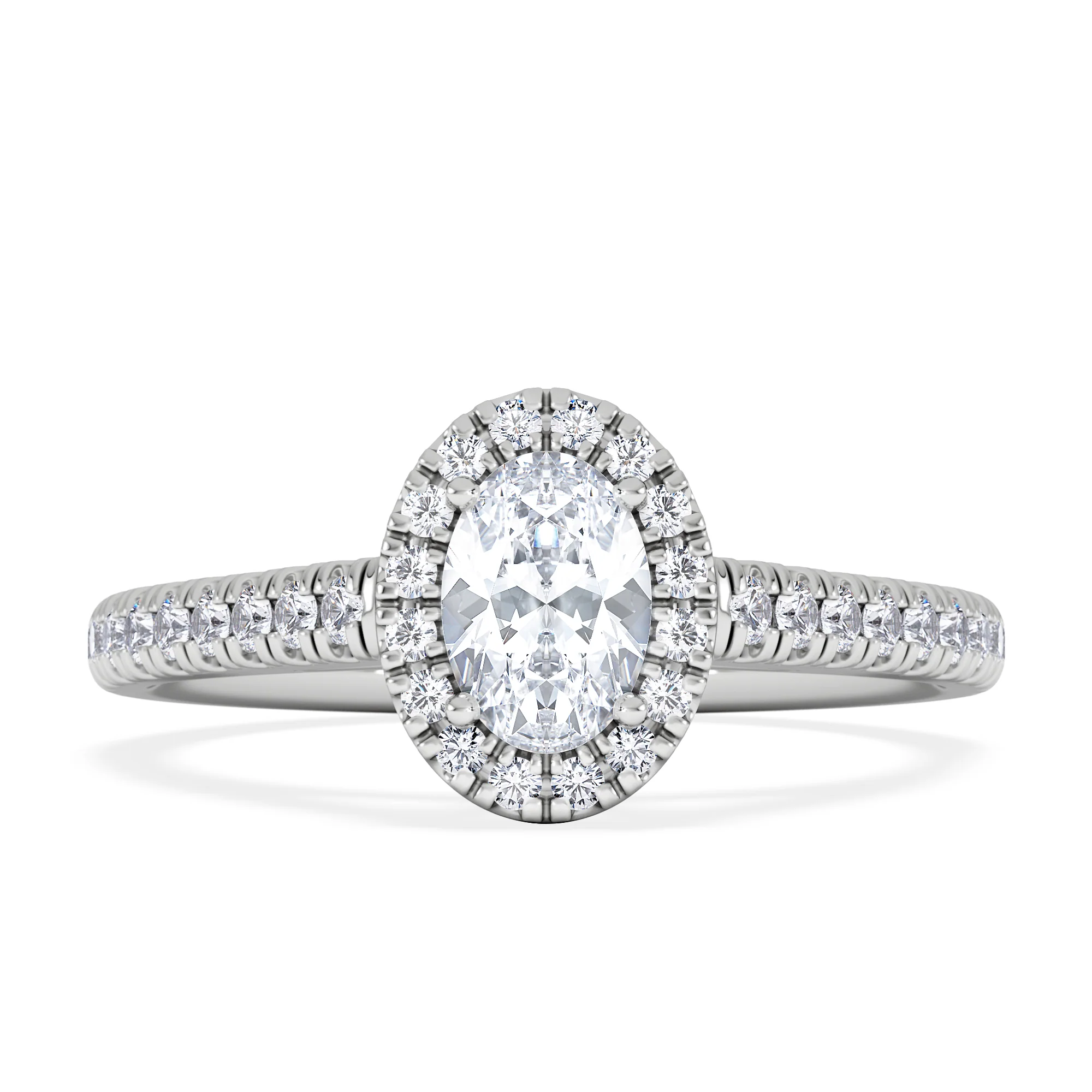 Georgina Lab Oval Diamond Halo Engagement Ring Platinum 1.00ct F/VS1 - Image 7