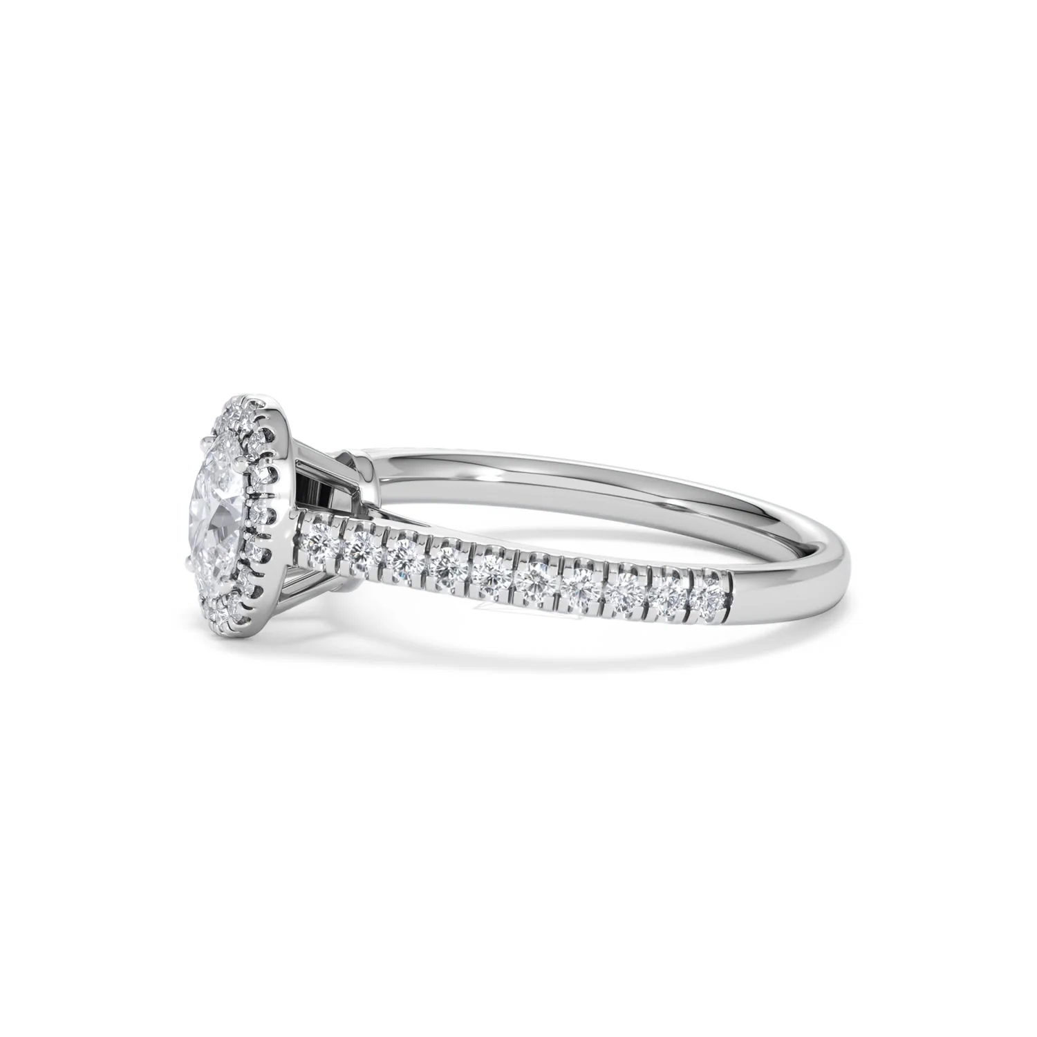 Georgina Lab Oval Diamond Halo Engagement Ring Platinum 1.00ct F/VS1 - Image 75