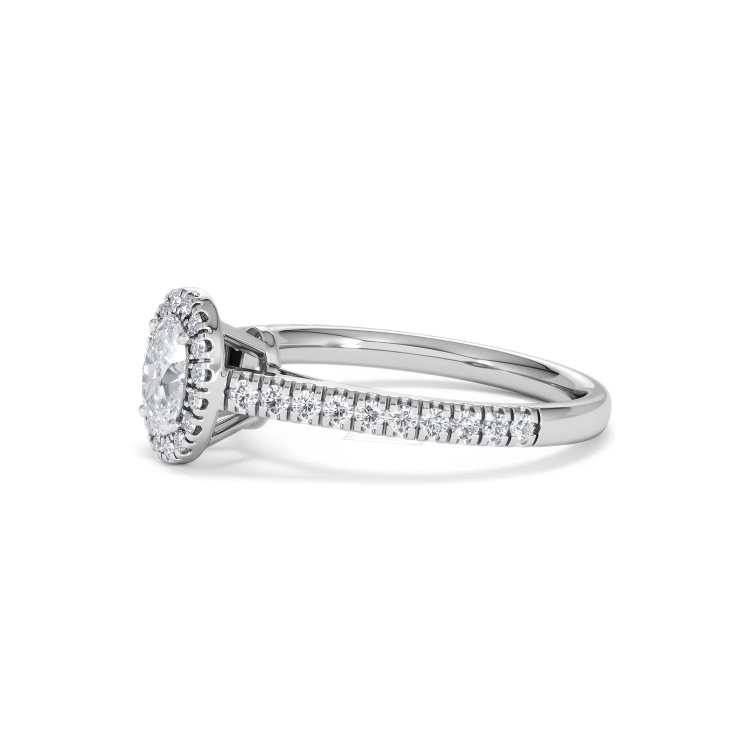 Georgina Lab Oval Diamond Halo Engagement Ring Platinum 1.00ct F/VS1 - Image 76