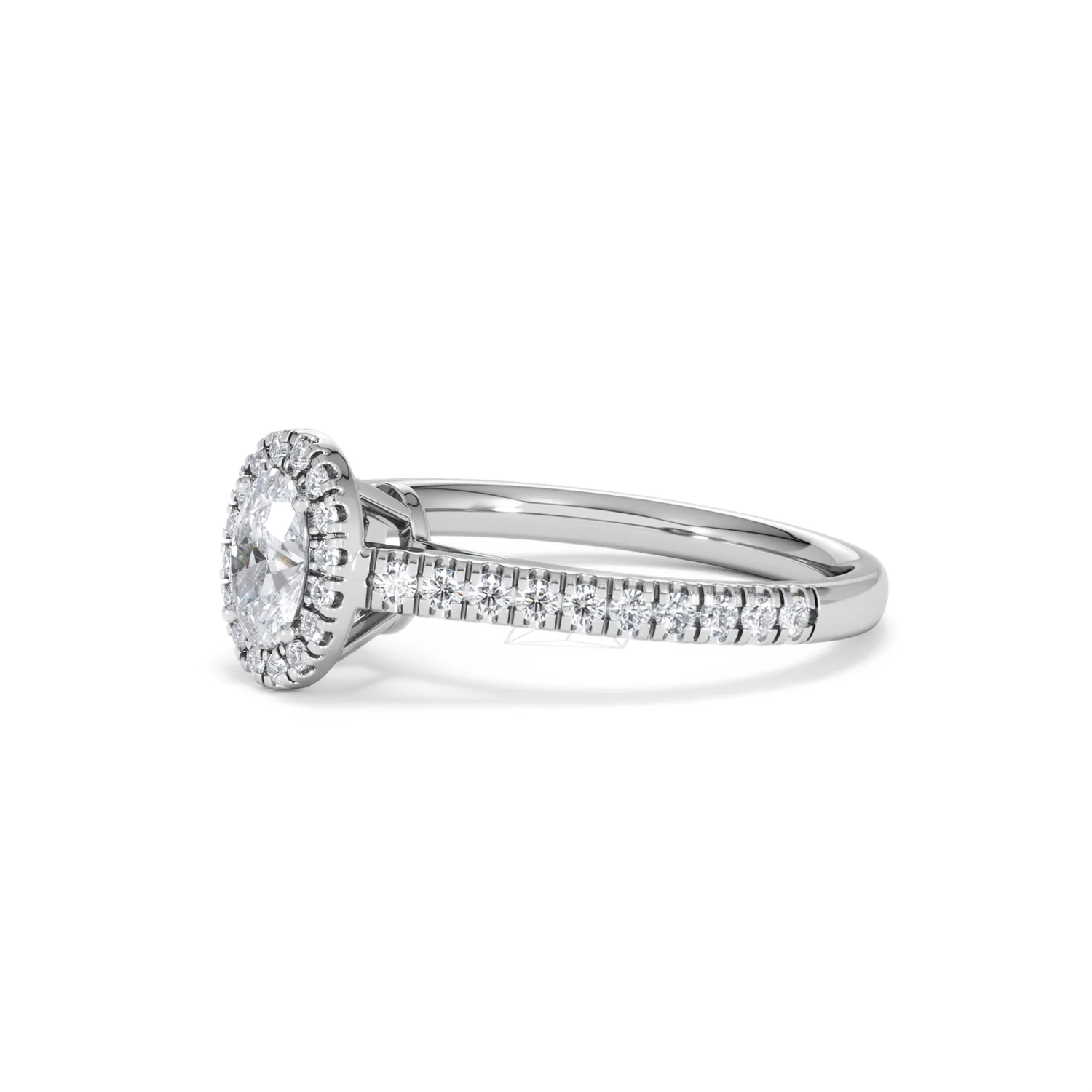 Georgina Lab Oval Diamond Halo Engagement Ring Platinum 1.00ct F/VS1 - Image 78