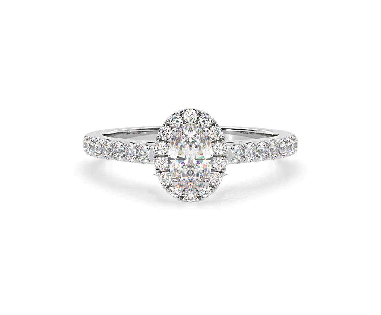 Georgina Lab Oval Diamond Halo Engagement Ring Platinum 1.00ct F/VS1 - Image 90