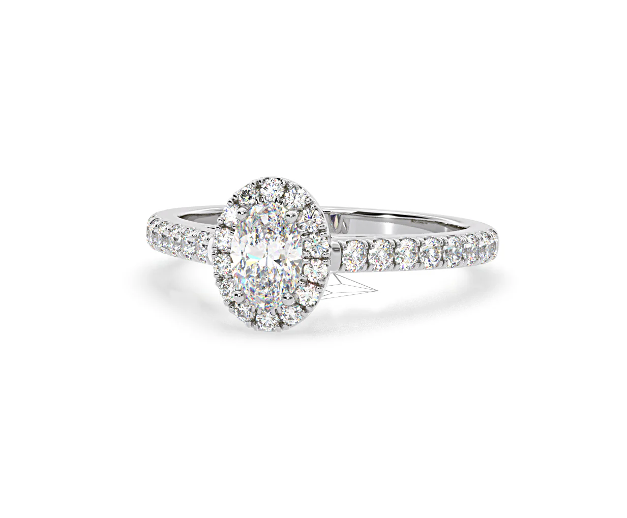 Georgina Lab Oval Diamond Halo Engagement Ring Platinum 1.00ct F/VS1 - Image 93
