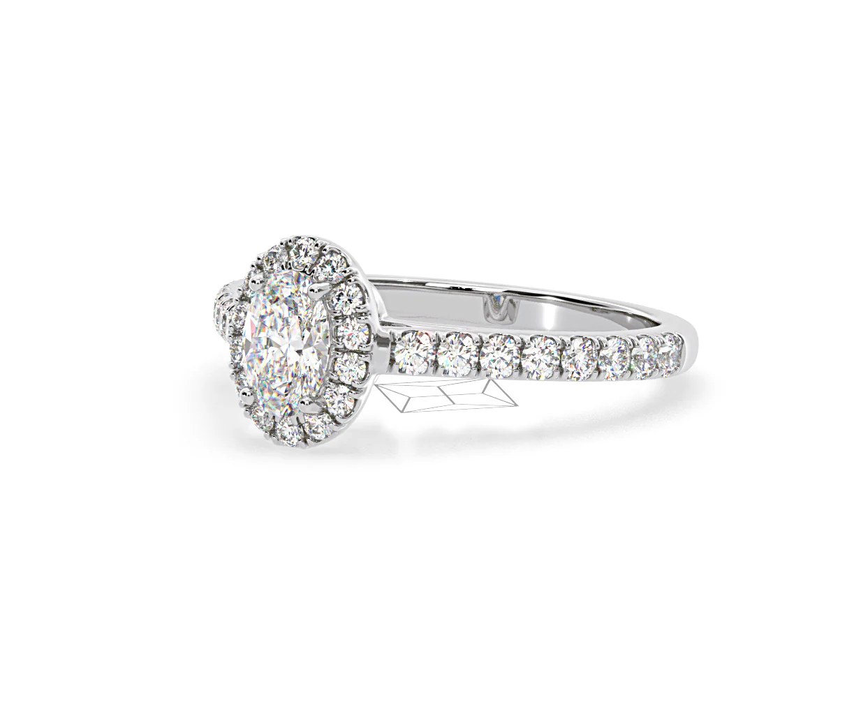Georgina Lab Oval Diamond Halo Engagement Ring Platinum 1.00ct F/VS1 - Image 97