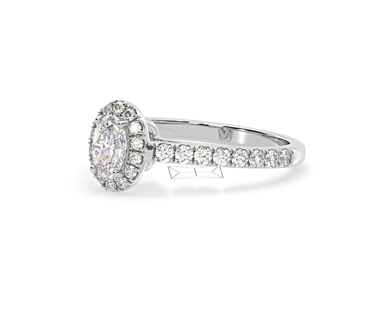 Georgina Lab Oval Diamond Halo Engagement Ring Platinum 1.00ct F/VS1 - Image 99