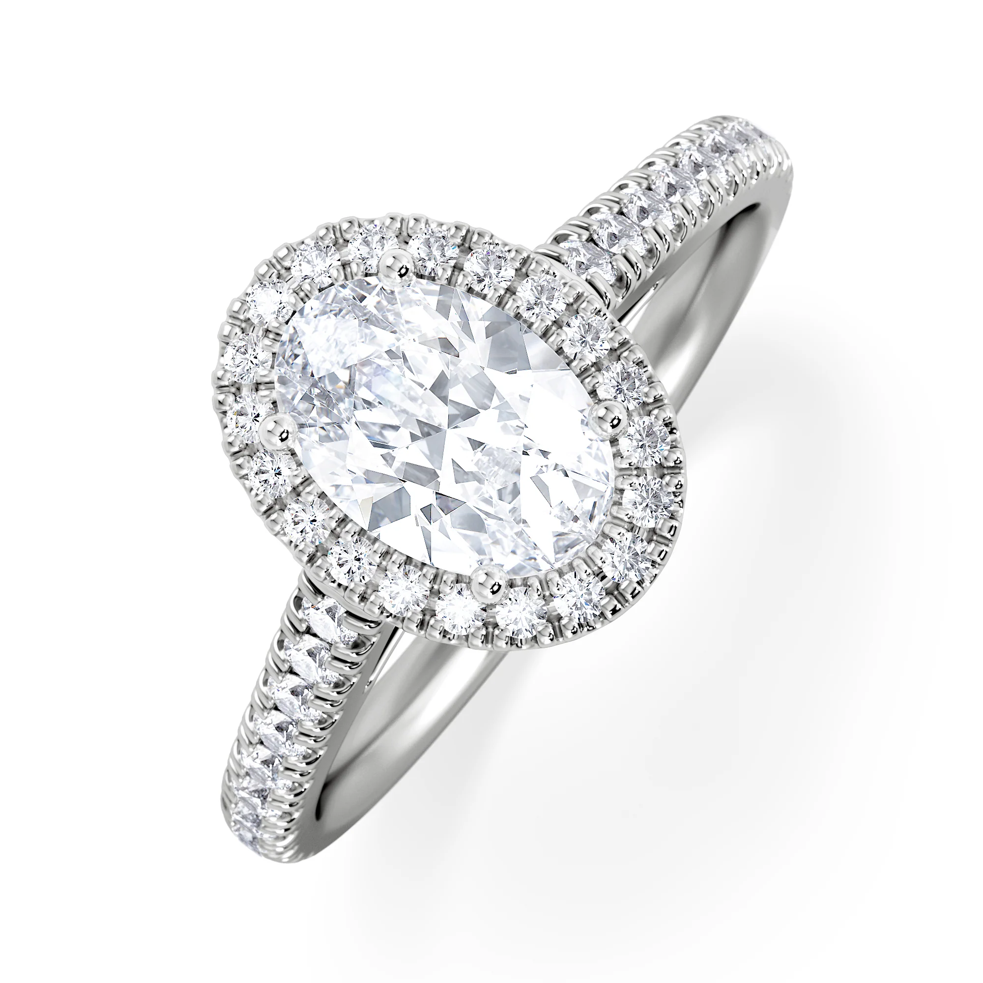 Georgina Lab Oval Diamond Halo Engagement Ring Platinum 1.55ct F/VS1
