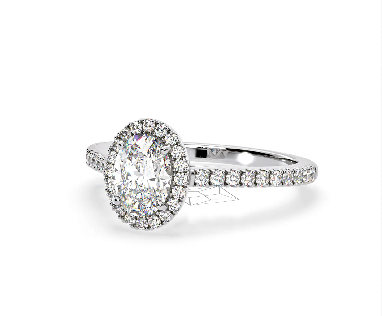 Georgina Lab Oval Diamond Halo Engagement Ring Platinum 1.55ct F/VS1 - Image 92