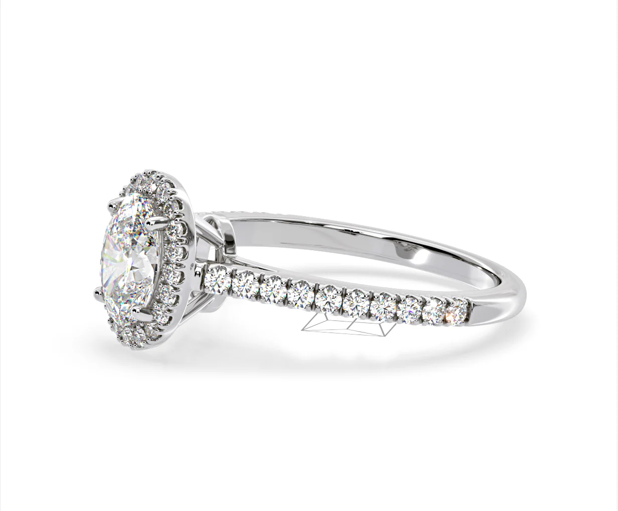 Georgina Lab Oval Diamond Halo Engagement Ring Platinum 2.05ct F/VS1 - Image 100