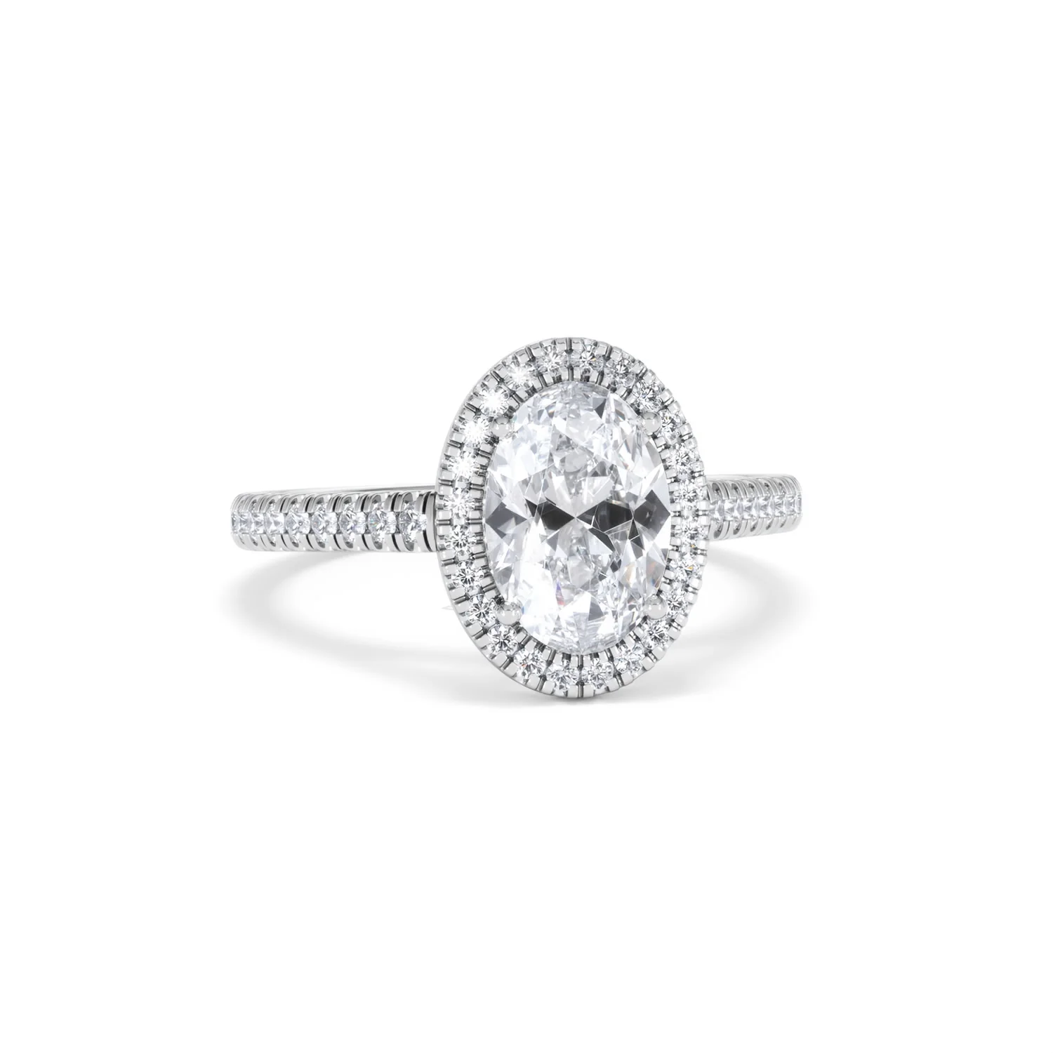 Georgina Lab Oval Diamond Halo Engagement Ring Platinum 2.05ct F/VS1 - Image 13