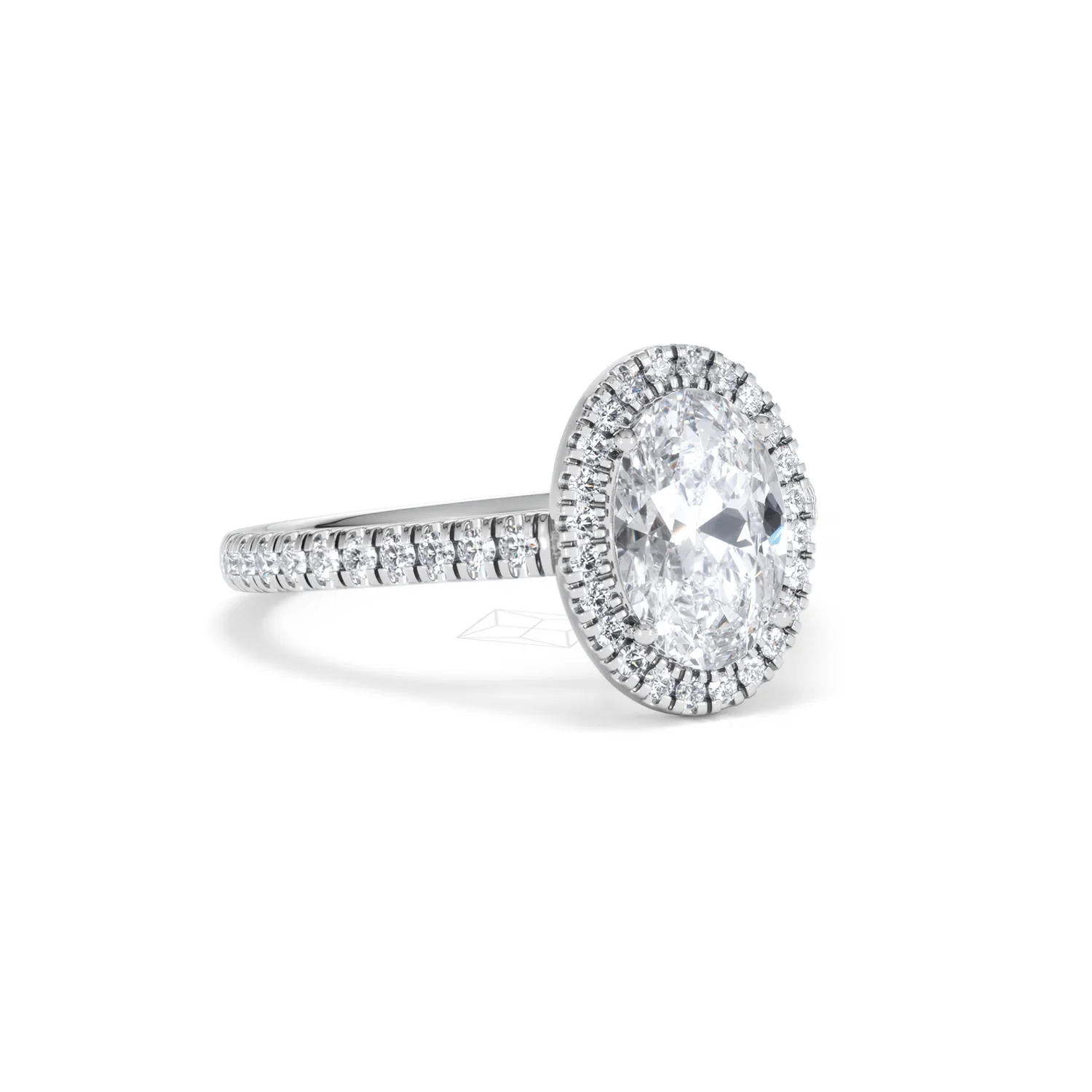 Georgina Lab Oval Diamond Halo Engagement Ring Platinum 2.05ct F/VS1 - Image 17